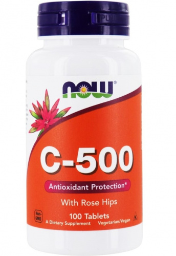 NOW Vitamin C-500 с шиповником 100 таблеток