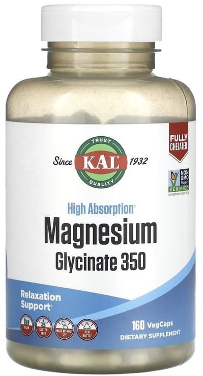 KAL Magnesium Glycinate 350 (Глицинат Магния) High Absorption 160 капсул