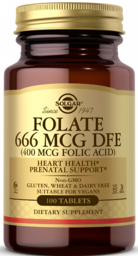 Solgar Folate 666 MCG DFE (FOLIC ACID 400 MCG) Tablets 100 таблеток