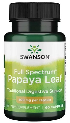 Swanson Full Spectrum Papaya Leaf 400 мг 60 капсул