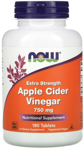 NOW Apple Cider Vinegar 750 мг (Яблочный уксус) 180 таблеток