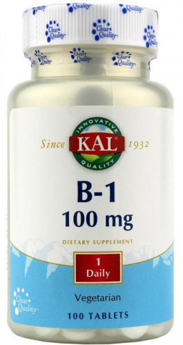 KAL Витамин B-1 100 мг (Тиамин) 100 таблекток