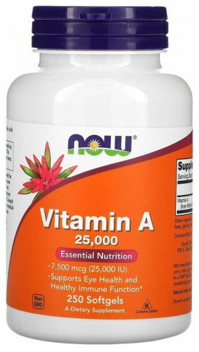 NOW Vitamin A 25000 IU 250 капсул