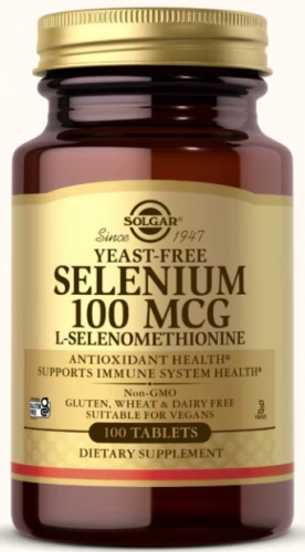 Solgar Yeast-Free Selenium 100 мкг Tablets 100 таблеток