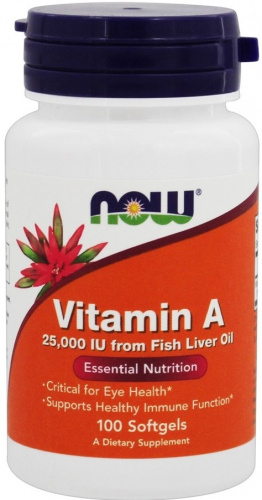 NOW Vitamin A 25000 IU 100 капсул