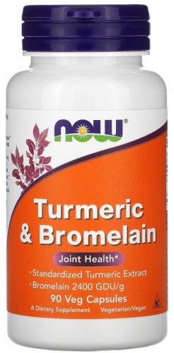 NOW Turmeric & Bromelain (Куркума и бромелаин) 90 капсул