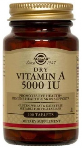 Solgar Dry Vitamin A 1500 mcg (5000 IU) Сухой 100 таблеток