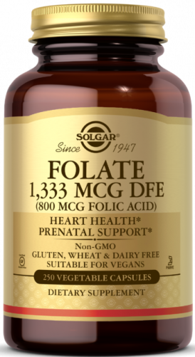Solgar Folate 1,333 MCG DFE (800 MCG FOLIC ACID) Vegetable Capsules 250 капсул