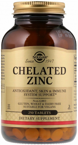 Solgar Chelated Zinc Tablets 250 таблеток