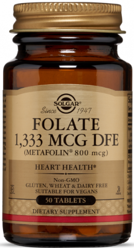 Solgar FOLATE 1,333 MCG DFE (METAFOLIN® 800 MCG) TABLETS 50 таблеток
