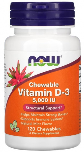NOW Vitamin D3 5000 chewable 120 жеват. таб.
