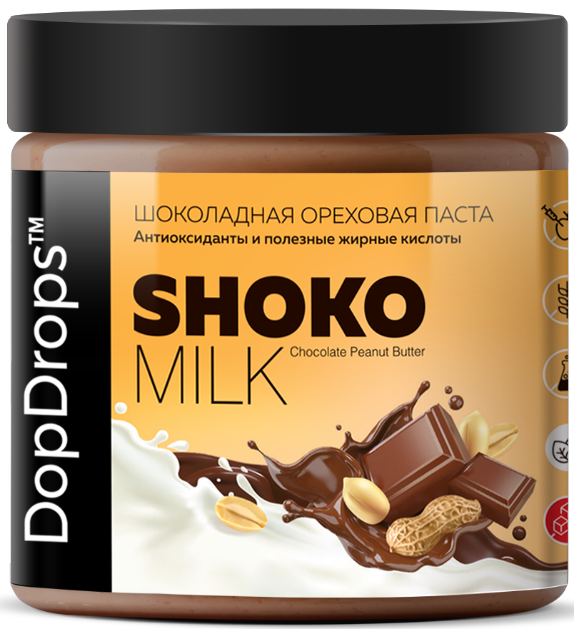 DopDrops Паста ореховая натуральная Shoko Milk Peanut Butter 500 грамм