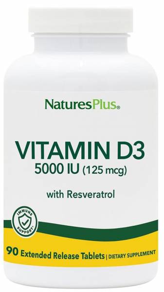 Nature's Plus Vitamin D3 5000 IU with 25 mg Resveratrol 90 таб.