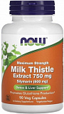 NOW Milk Thistle Extract 750 mg Silymarin (Силимарин) 600 мг 90 вег капсул