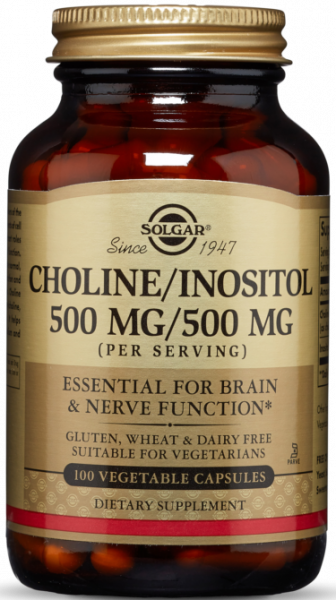 Solgar Choline/Inositol 500 mg/500 mg Vegetable Capsules 100 капсул