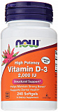 NOW Vitamin D-3 2000 IU 240 капсул