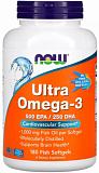 NOW Ultra Omega-3 (In Fish Gelatin Softgel) 180 капсул