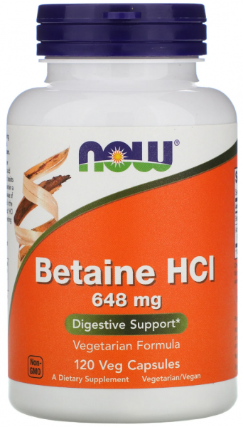 NOW Betaine HCl 648 мг 120 капсул