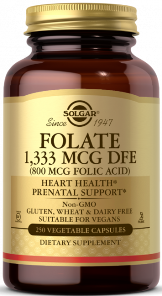 Solgar Folate 1,333 MCG DFE (800 MCG FOLIC ACID) Vegetable Capsules 250 капсул