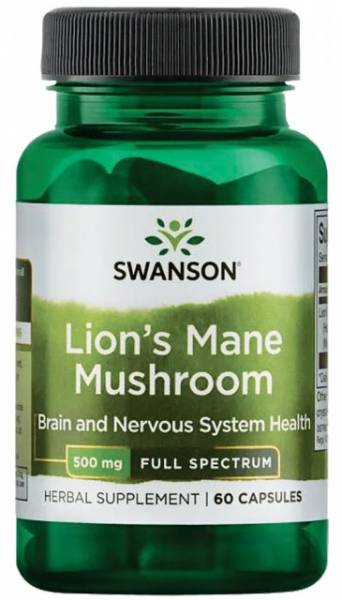 Swanson Lion's Mane Mushroom 500 мг (Ежовик гребенчатый) 60 капсул