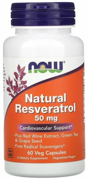 Now Resveratrol 50 мг (Ресвератрол) 60 капсул