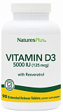 Nature's Plus Vitamin D3 5000 IU with 25 mg Resveratrol 90 таб.
