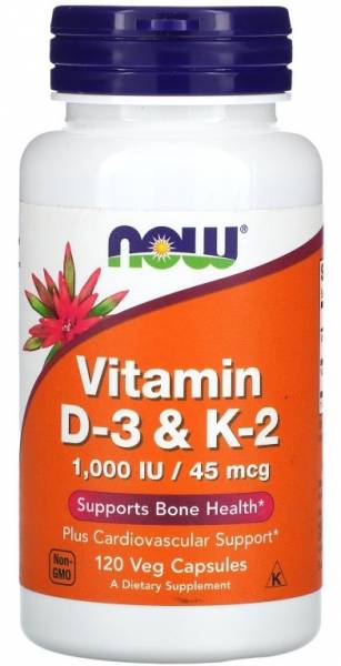 NOW Vitamin D-3 & K-2 1000 МЕ / 45 мкг 120 капс